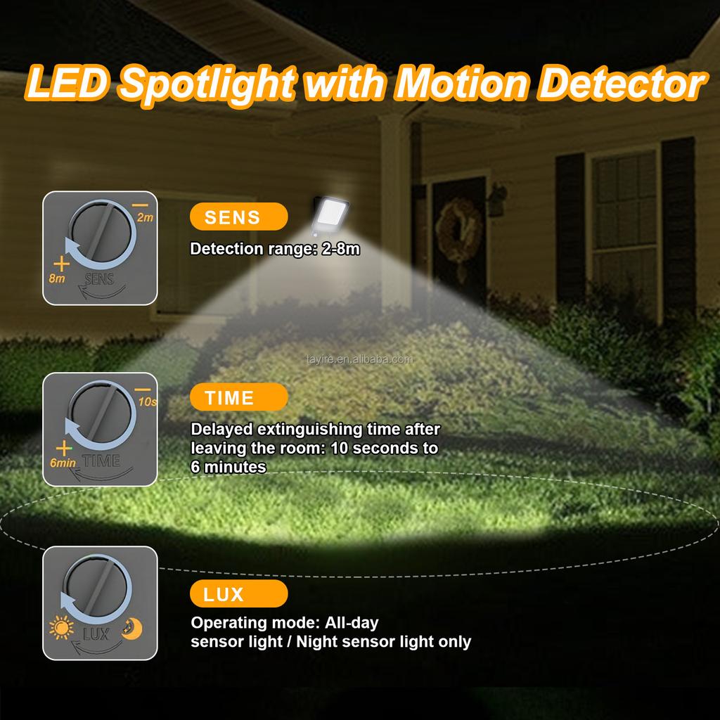 Motion Sensor LED Floodlight PIR 50W 100W IP67 Outdoor Radar Sensor Spotlight Infrared Induction for Porch Garage Backyard