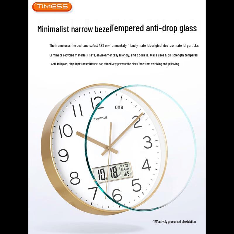Настенные кварцевые часы Timess Silent с календарем и термометром