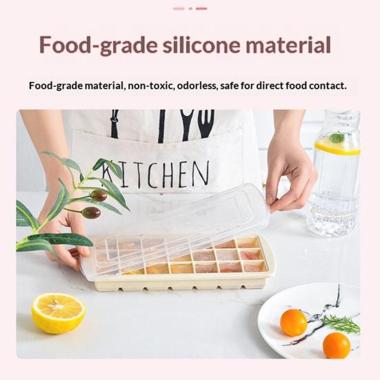 Форма для кубиков льда с крышкой, 21 ячейка, большая квадратная, силиконовая, пищевой силикон, легко доставать, защита от проливания, для морозильной камеры