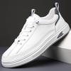 Мужская обувь 2025 осень новая мужская повседневная кожаная обувь мужская трендовая корейская версия модной обуви на платформе кожаная ретро белая обувь