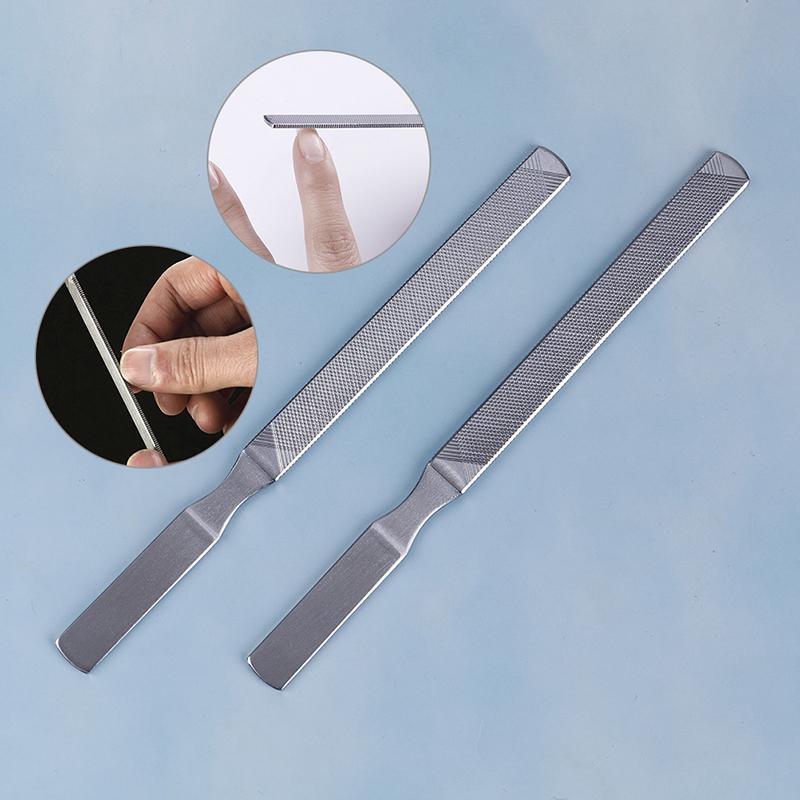 Металлическая пилка из нержавеющей стали для дизайна ногтей, двухсторонний инструмент для педикюра и маникюра