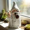 Middle Finger Smoke Gnome Statue Funny Garden Wizard Dwarf Figurine Naughty Resin Sculpture for Lawn Yard Balcony Porch Patio Home Decor