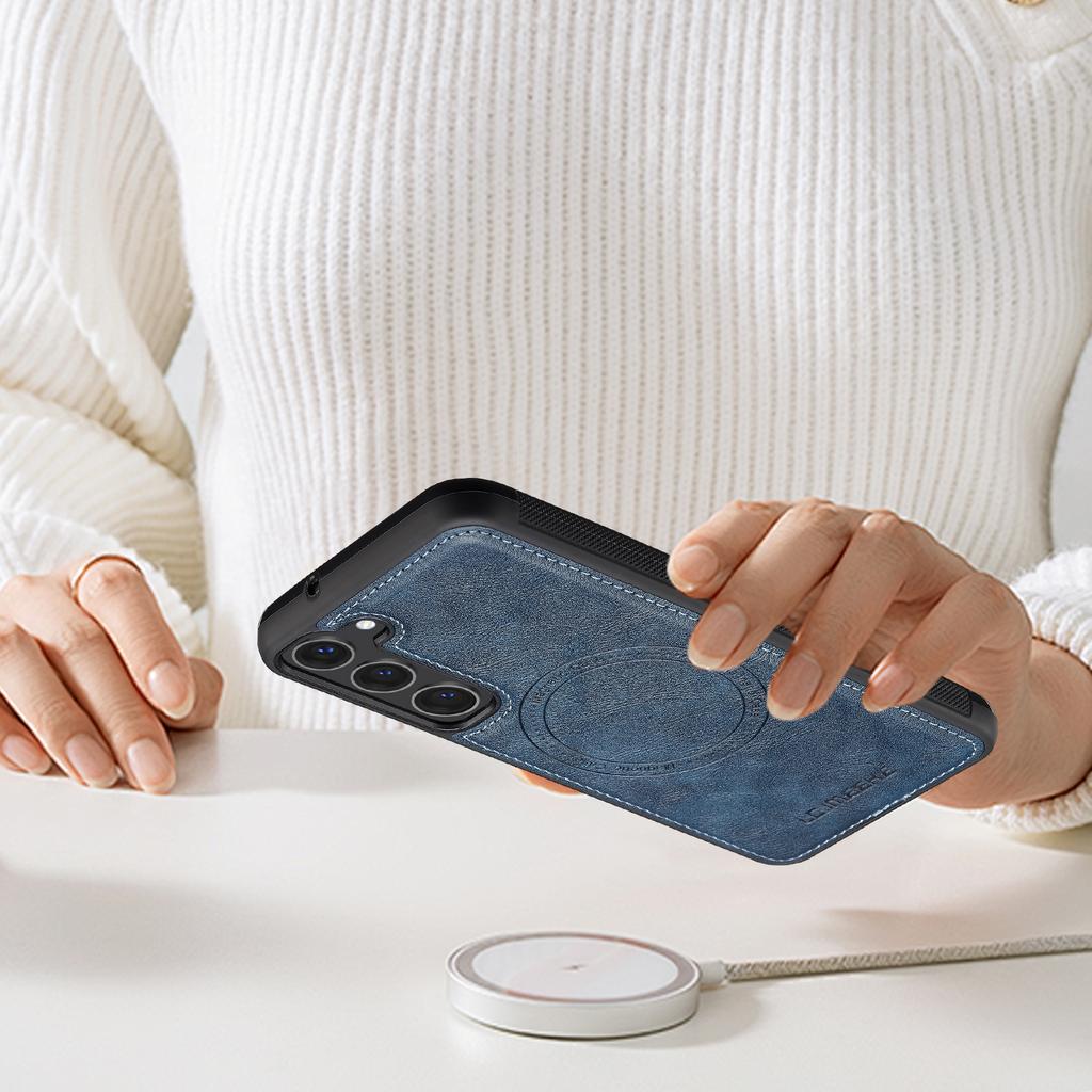 LC.IMEEKE For Samsung Galaxy S23+ Magnetic Case Compatible with MagSafe Leather TPU Back Cover