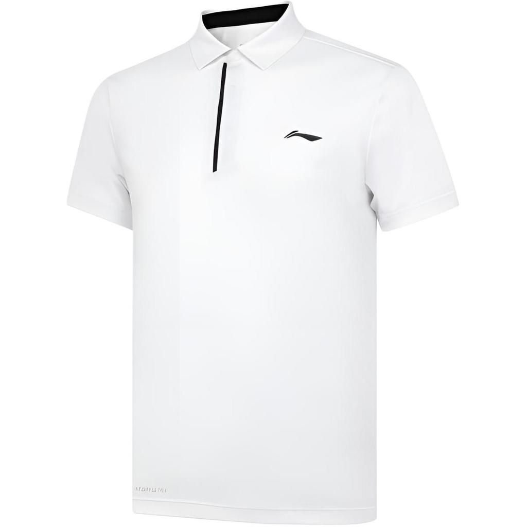 Мужские белые поло Li Ning с воротником-поло, умеренный прямой крой, APLT031-2