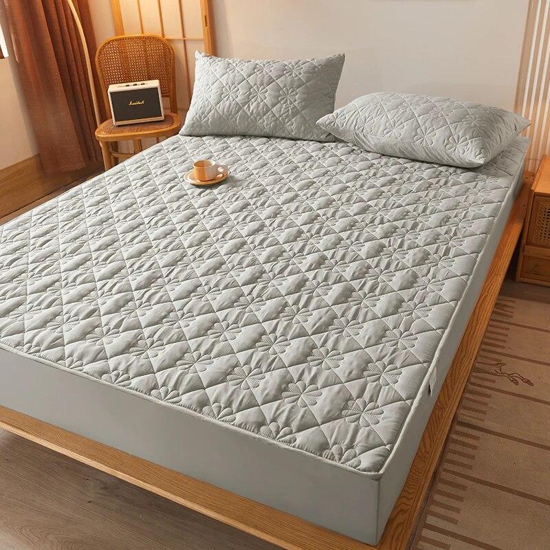 Водонепроницаемый комплект постельного белья из 3 предметов с тиснением, хлопковая простыня и наволочка, антиклещ, антибактериальный чехол для матраса