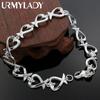 URMYLADY Стерлингового Серебра 925 пробы Сердце Любовь Браслет-Цепочка Для Женщин Свадьба Помолвка Вечерние Модные Ювелирные Изделия
