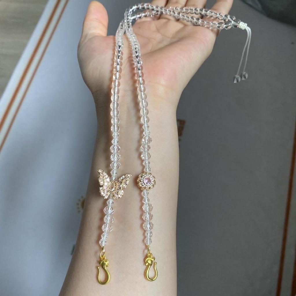 Кулон-замок Белый Кои ручной работы с золотой цепочкой - Оригинальный дизайн в китайском стиле, Двойной шнурок для ушей, 6 мм