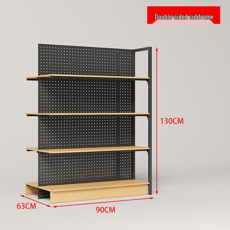 Steel-Wood Display Rack with Hooks for Snacks & Stationery