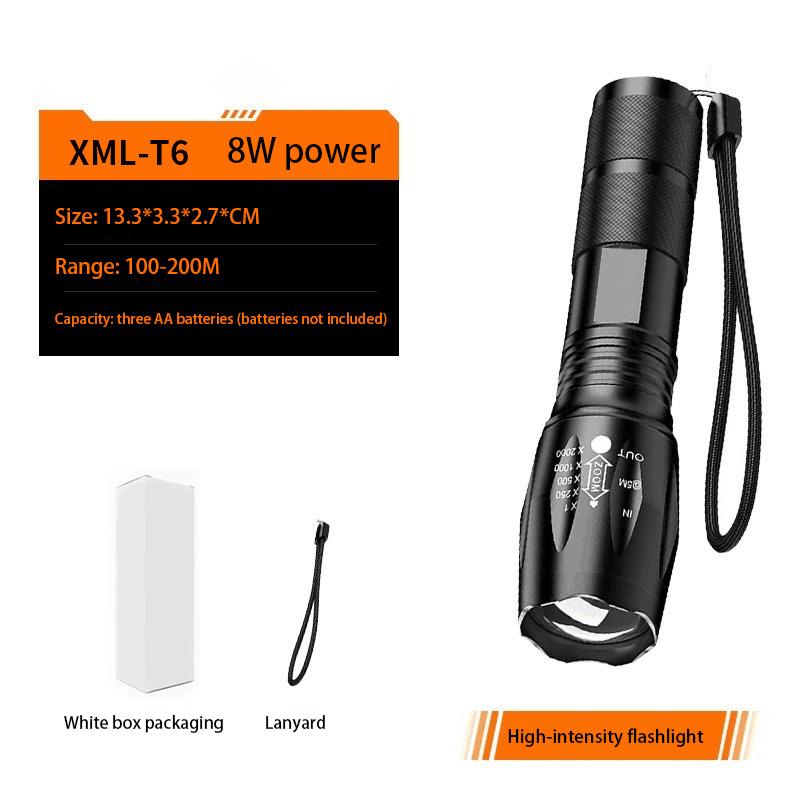 High Power LED Flashlights Waterproof Zoom Lamp T6 Q5 Torch COB Light for Outdoor Camping Hiking Cycling No Battery