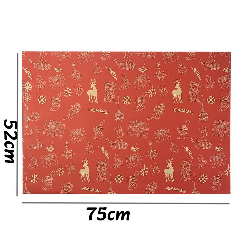 52*75см Рождественская подарочная упаковочная крафт-бумага Новый год День рождения Подарочная упаковка Декор DIY Изделия из бумаги Упаковочная бумага для цветов Украшение