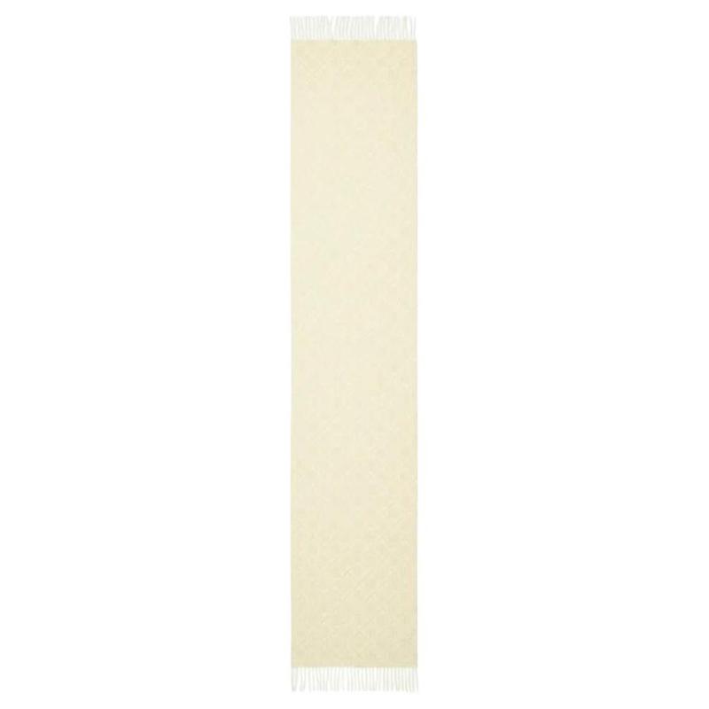 TORY BURCH T Monogram letter pattern tassel edge cashmere/wool wool scarf women's white 164571-White F