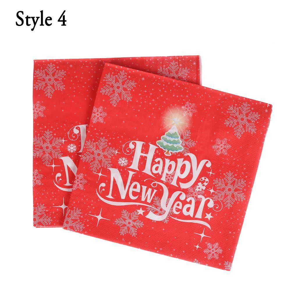 20pcs Home Decorative Santa Claus Cute Christmas Decoration Towel Printing Paper Napkin Serviette