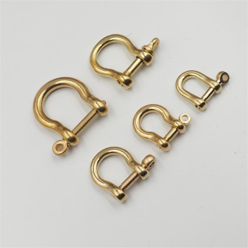 Pure Copper U-Shape Horseshoe Buckle with Brass D-Ring for Wallets, Bags, Bracelets, and Keychains