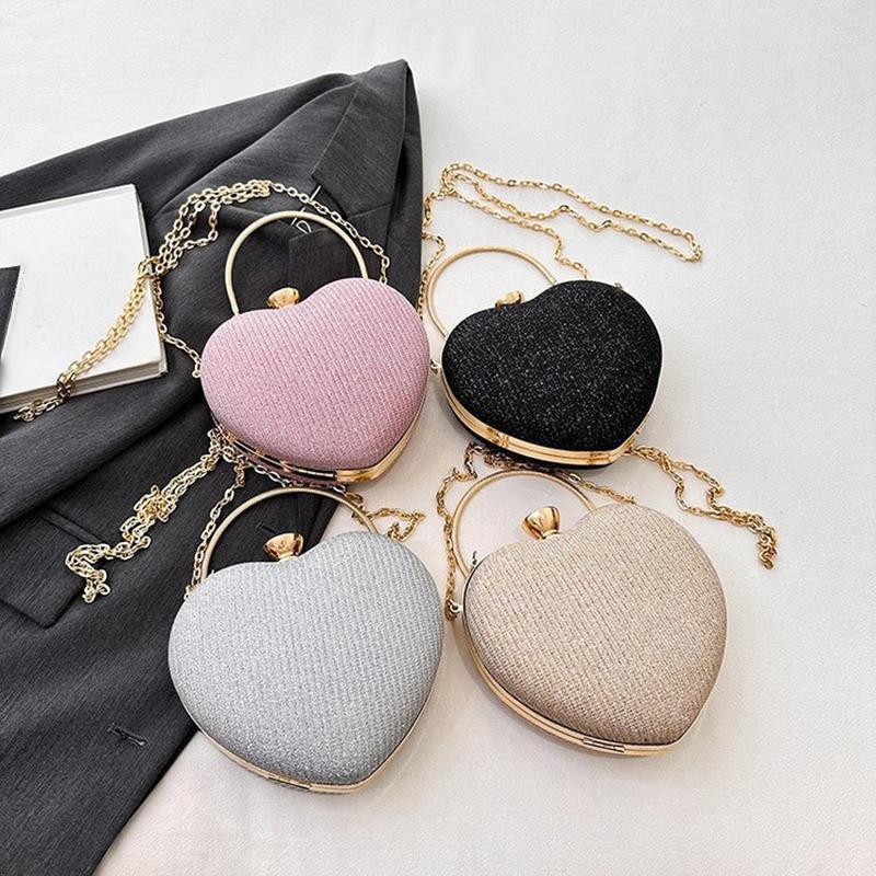 Yogodlns Вечерний клатч, женская сумка, блестящая сумка в форме сердца, клатч, модная сумка через плечо с цепочкой, роскошный женский кошелек