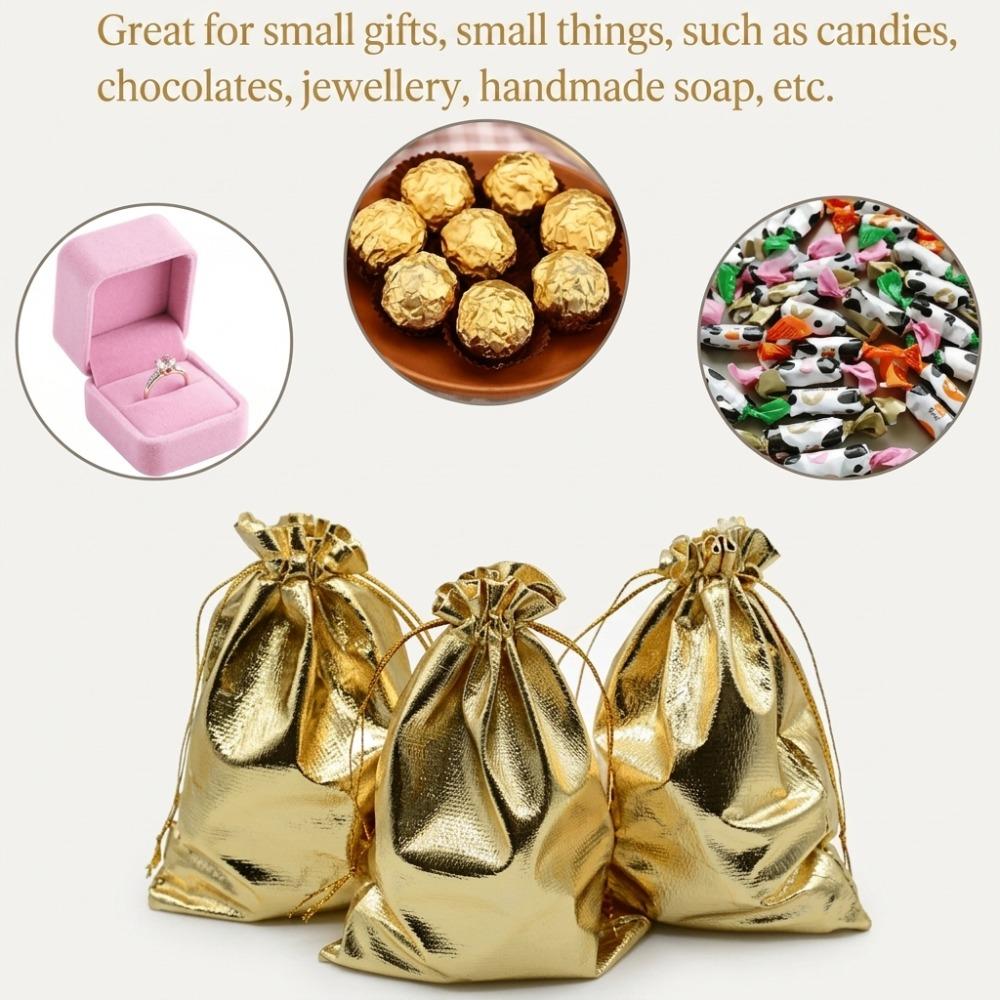 35Pcs Gold Organza Drawstring Gift Bags For Her/Him - Suitable For Weddings, Parties, Christmas Candy Bags, Can Hold Jewelry, Candies3.94* 5.91inch