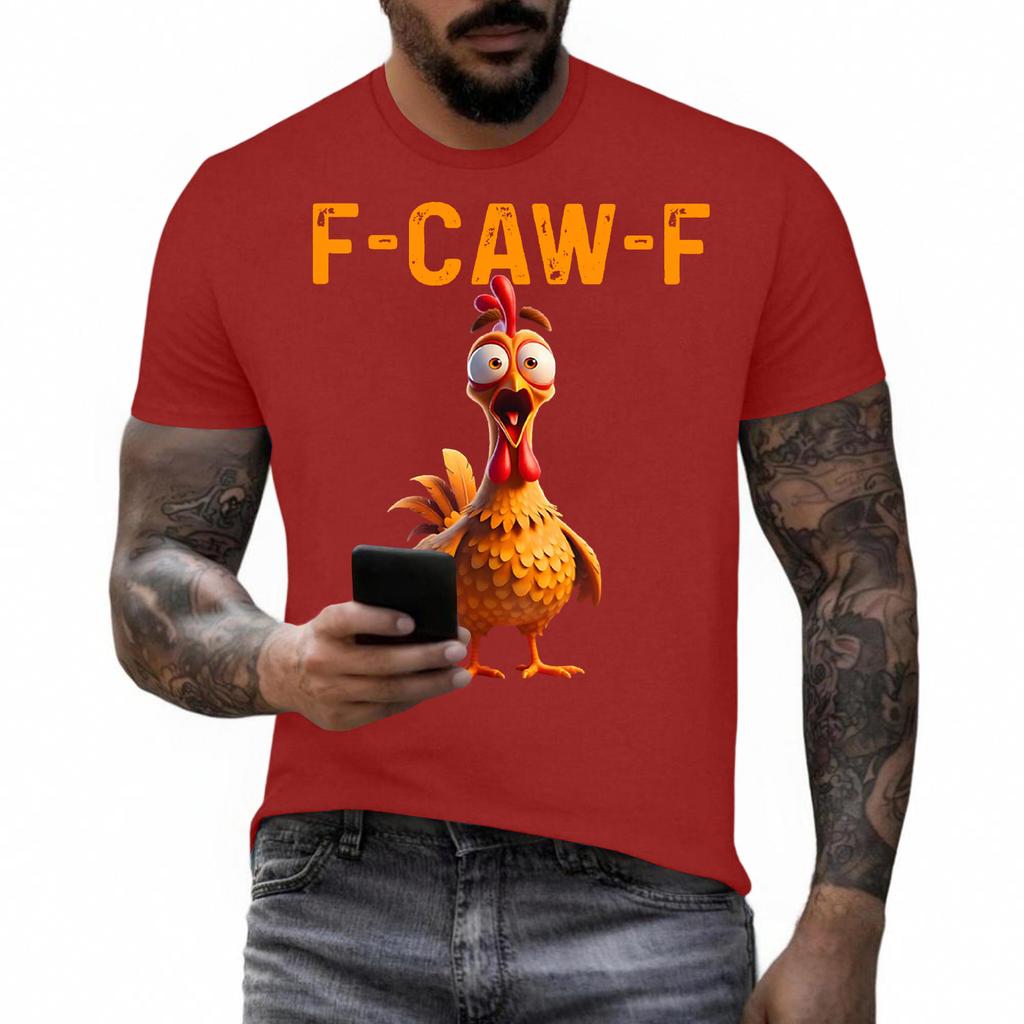 Смешная футболка с петухом, кукарекающим F-Caw-F, и каламбуром