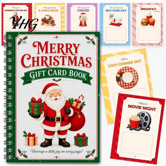 Christmas Gift Card Holder Merry Book, DIY Spiral Bound Accessories Booklet, Xmas Gifts for Family, Friends, Celebrations Parties, Exchanges