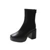 Thick Sole Ankle Boots Women's Shoes White Chunky High Heels Short Boots Thin Boots Chelsea Women's Boots Botas De Mujer 2024