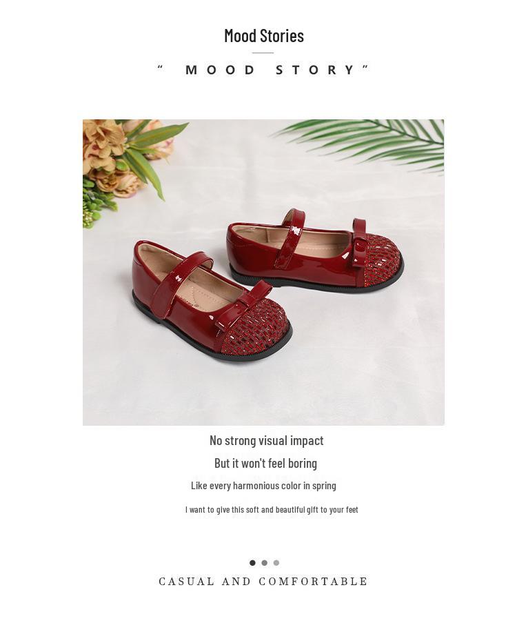 Весенние туфли для девочек Эльза Кристальная принцесса - Мягкая подошва Бант Кожа