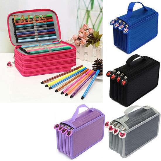 4 Layers 72 Holes Portable Drawing Sketching Pencil Pen Zipper Case Holder Bag Large Capacity