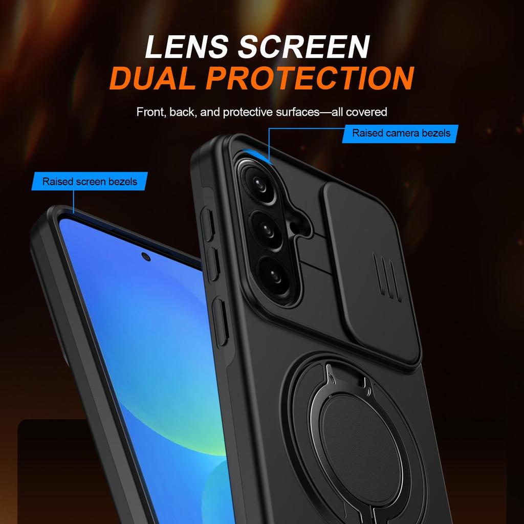 Slide Window Lens Protection Magnetic Ring Bracket Case For Samsung Galaxy A36 A56 A26 A16 Armor case