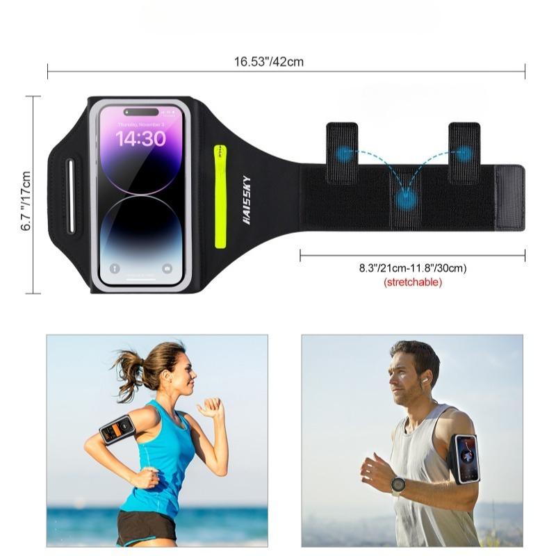 Haissky Running Sport Armband For iPhone 17 16 15 14 13 Pro Max Air Plus Outdoor Workout Zipper Pocket Touchscreen Arm Bag Pouch 6