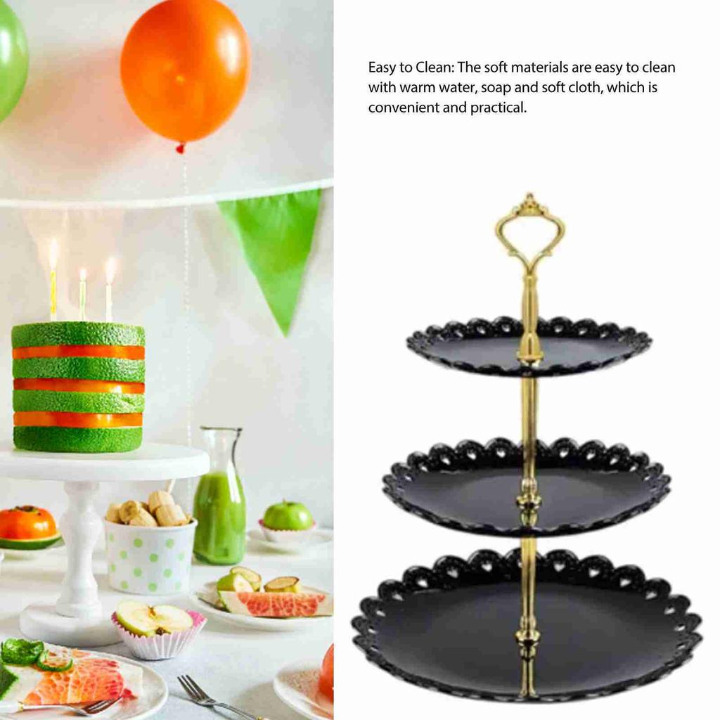 3-х уровневая подставка для десертного подноса, роскошная пластиковая фруктовая тарелка, стойка для торта для гостиной, свадьбы C