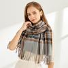 2024 New Autumn And Winter Tassel Plaid Shawl Scarf With Feminine Temperament, Medium To Long, Thick And Warm Imitation Cashmere Scarf