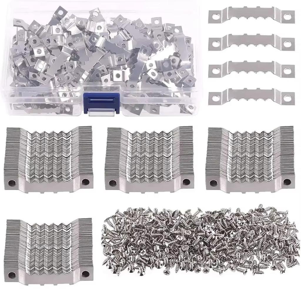 100Sets Boxed Sawtooth Hooks – Metal Straight with Flat Head Screws for Frames