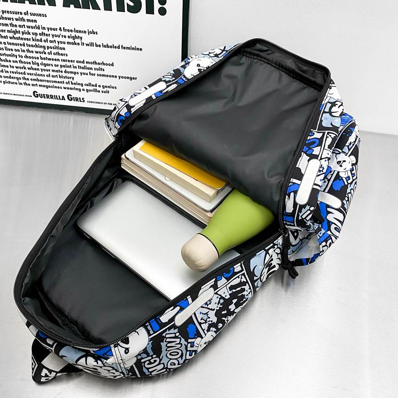 Middle School Student Schoolbag Women Cartoon Print Backpack Men Large Capacity Backpack