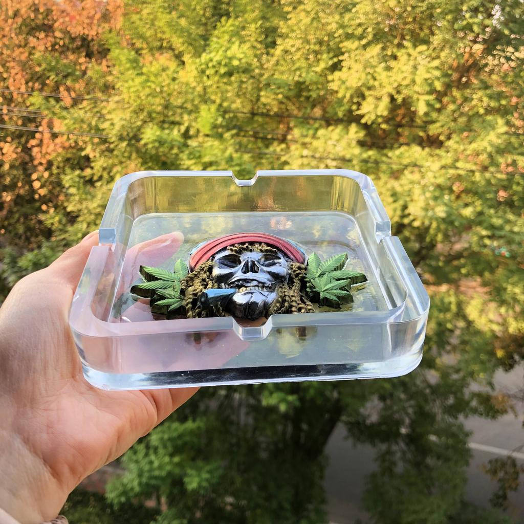 Форма для пепельницы в виде черепа и листа, легко моющаяся силиконовая форма для литья, форма для ручной работы, офисный аксессуар для DIY-энтузиастов