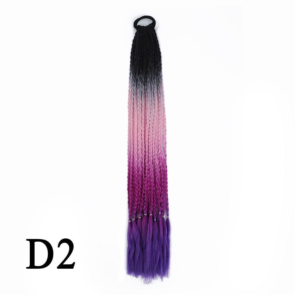 Плетеный хвост с резинкой, черный плетеный хвост ручной работы из термостойкого волокна, шиньоны с конским хвостом для девочек