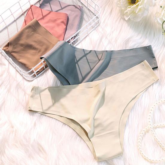 Женские трусики бесшовные средней талии Ice Silk Хорошая воздухопроницаемость Однотонный облегающий крой