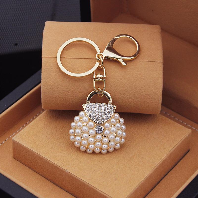 Модные брелоки для ключей Металлический шарм Жемчуг Брелок для сумки Кисточка Брелок для ключей Брелок для машины Сумка Брелок для женщин Ювелирные аксессуары Подарок