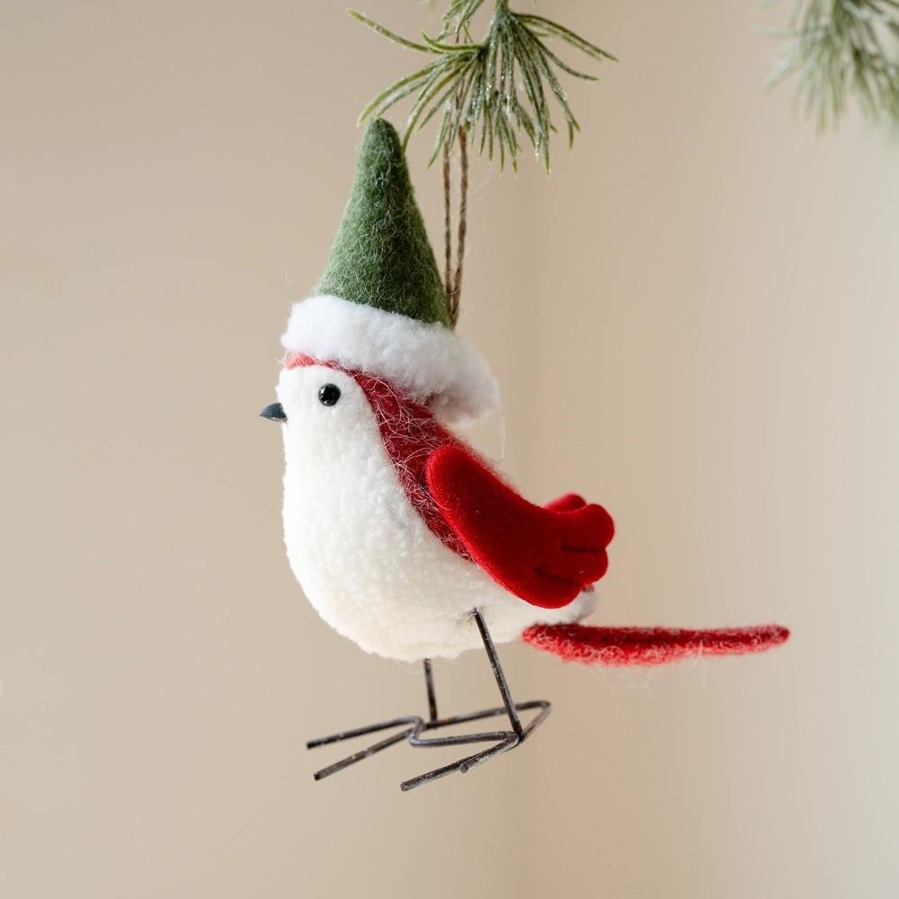 Soft Plush Christmas Hanging Pendant Creative Wreath Bird Ornaments Xmas Tree Cute Birds Fireplace