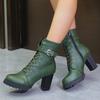 Women'S Ankle Boots Green Large Size Winter  New Horse Biker Chunky Rubber Bottom High Heel Platform Casual Basic Rain Shoes