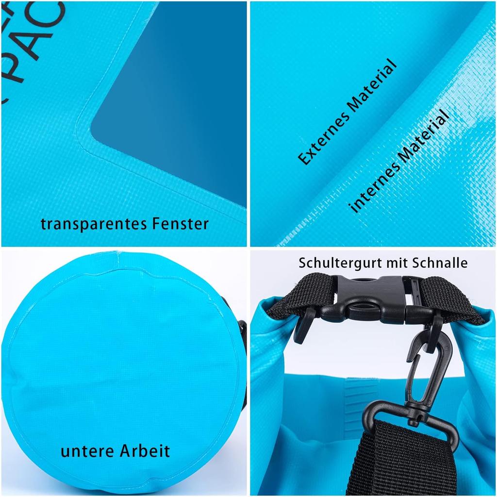 Водонепроницаемые сумки емкостью 20 л. Длинный регулируемый плечевой ремень, мощная застежка-рулон, сухая сумка, водонепроницаемая сумка с прозрачным окном.