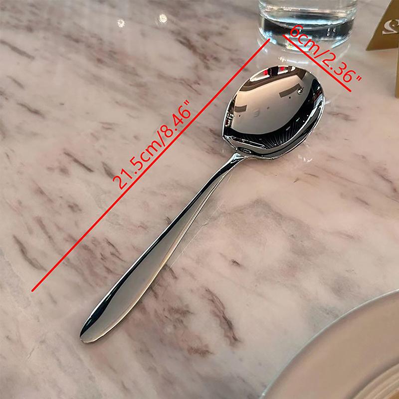 Stainless Steel Big Head Round Spoon Net Red Golden Dinner Long Handle Stirring Dessert Spoons For Kitchen Accessories Gadgets