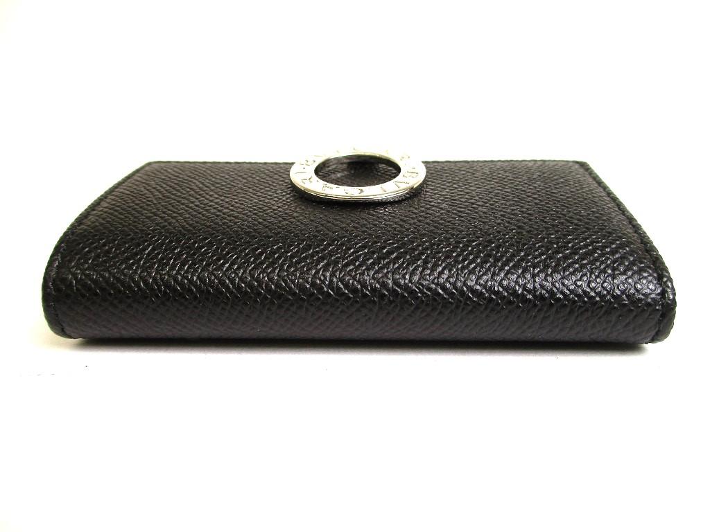 Authentic BVLGARI Black Leather Logo Clip 6 Pics Key Cases #9910 Open box