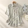 Летняя женская рубашка из хлопка с короткими рукавами в стиле ретро с принтом больших размеров, повседневная верхняя одежда, свободная рубашка, блузки и рубашки