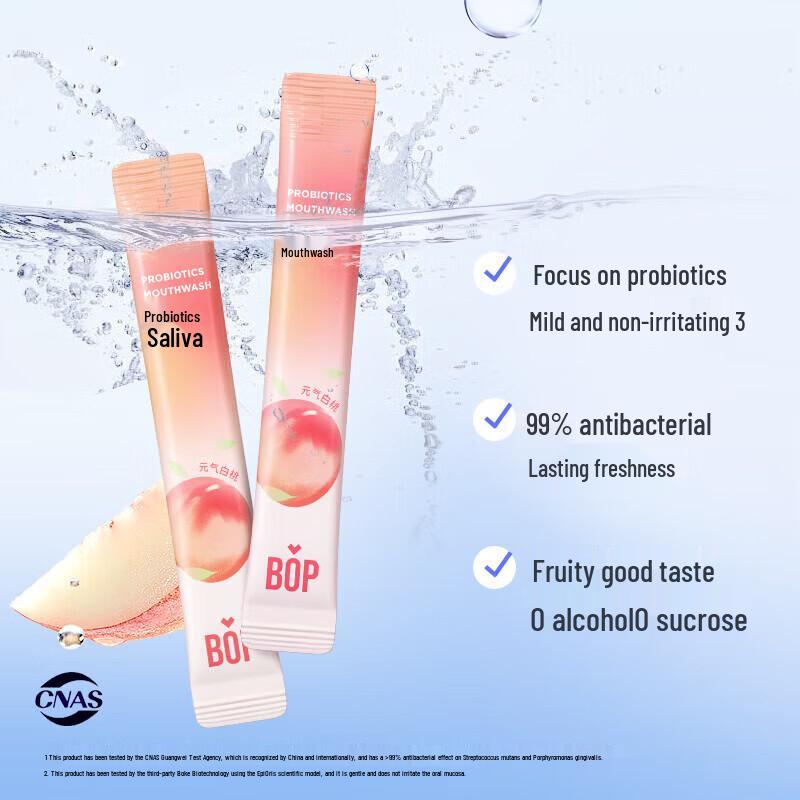 Bop Probiotic White Peach Mouthwash Strips