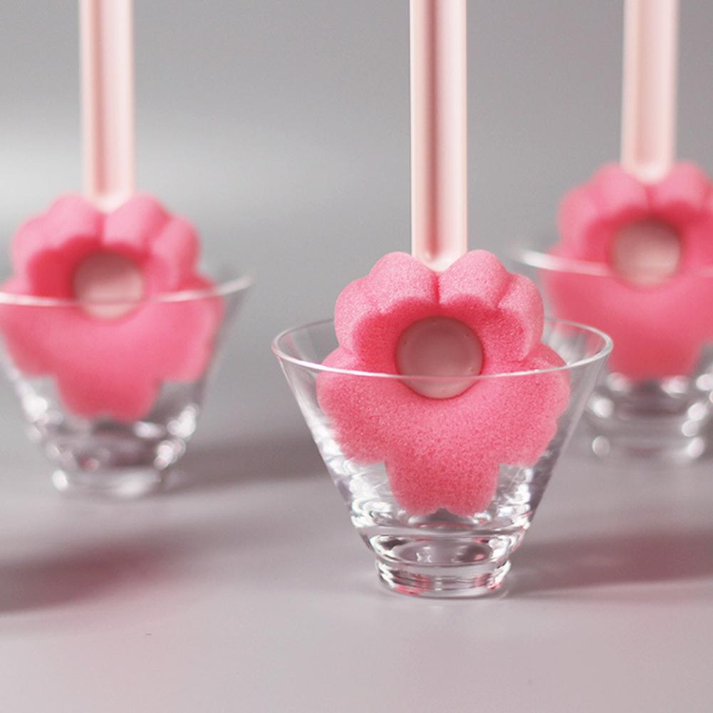 Sponge Brush Household Flower Shaped Long Handle Sponge Cup Brush Bottle Cleaning Brush