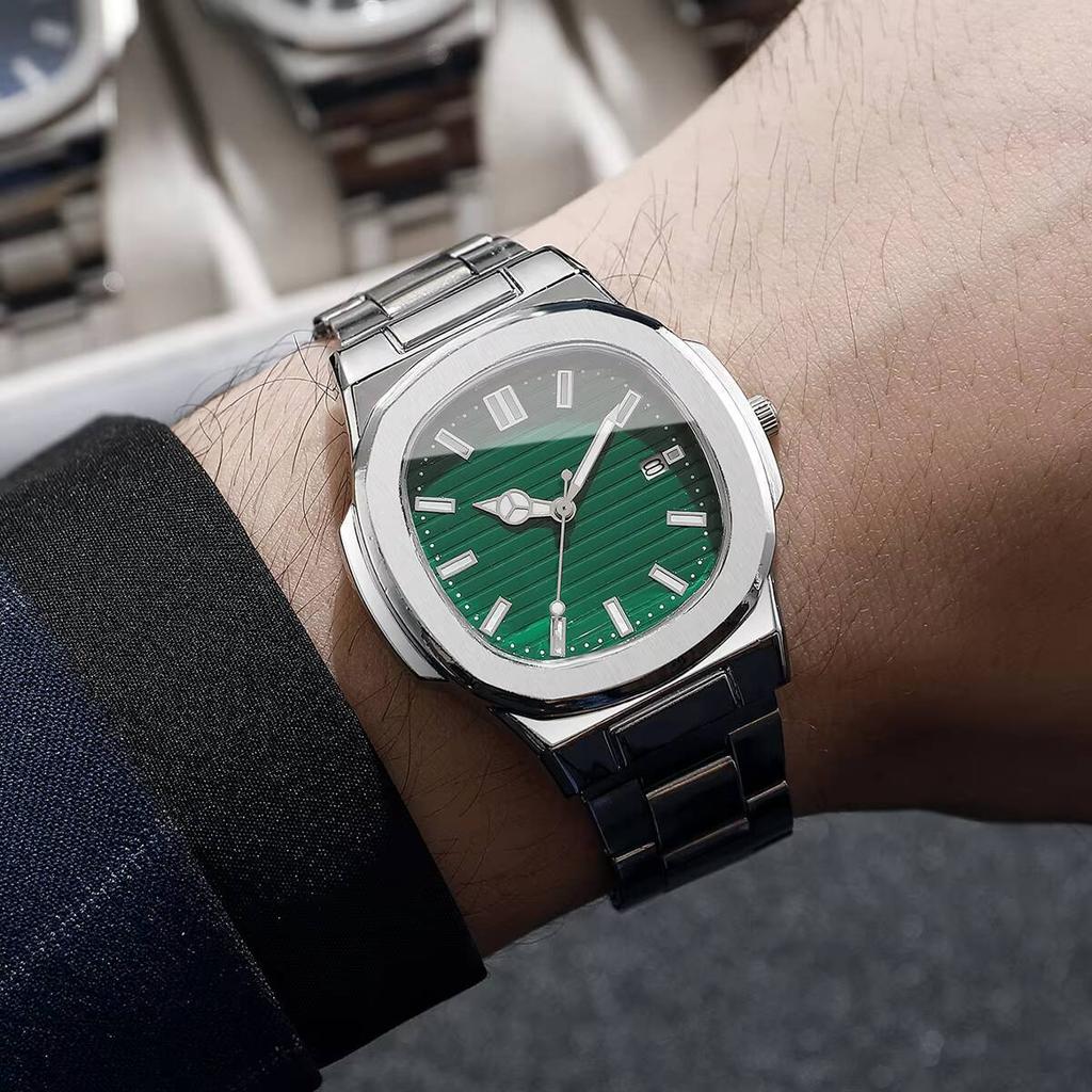 Набор из 2 мужских деловых часов, модные кварцевые наручные часы с квадратным циферблатом и календарем, Reloj Mujer