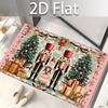 2D Flat Christmas Nutcracker Pattern Printed Mat, Christmas Decoration, Household Non-Slip Doormat, Universal Mat for Entryway, Foyer, Hallway, Back D