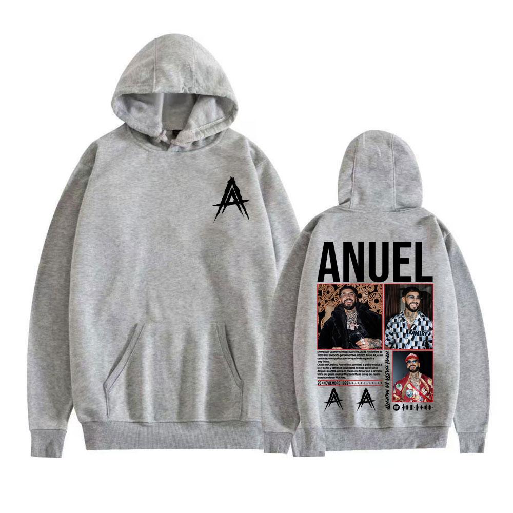 Худи Anuel AA Real Hasta La Muerte 2025 Мировой Тур Мужская Одежда Харадзюку Хип-Хоп Толстовки Повседневные Высококачественные Пуловеры