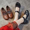 Single Shoes Women's New Autumn Women's Shoes Retro Thick Heel Soft Sole Leather Shoes First Layer Cowhide Lightweight Mother Shoes
