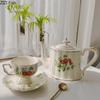 European Retro Coffee Cup and Saucer Set Afternoon Tea Coffee Teapot Dessert Plate Drinking Set Home Tea Set Office Ceramic Mug