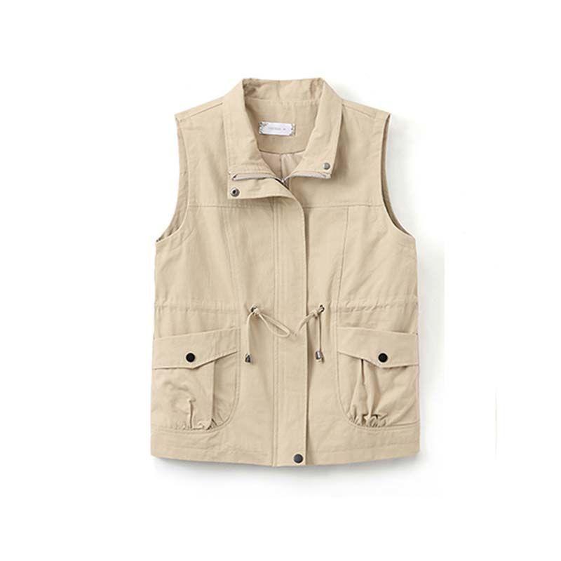 Spring Autumn Vest Women Casual Lined Sleeveless Jackets Basic Loose Waistcoat Lightweight