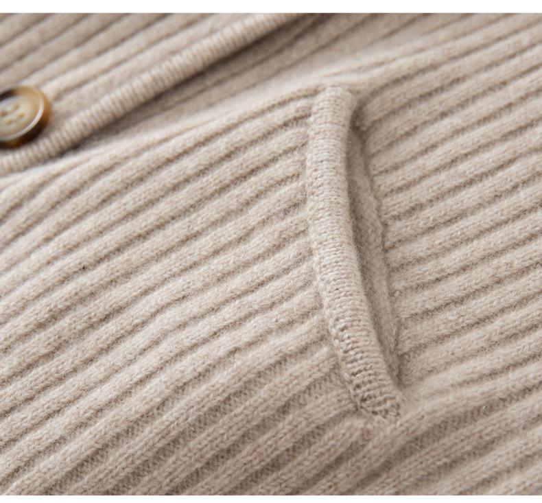 Women's Cashmere Lapel Cardigan - Soft, Versatile, Buttoned, Long Sleeve Jacket for Autumn/Winter