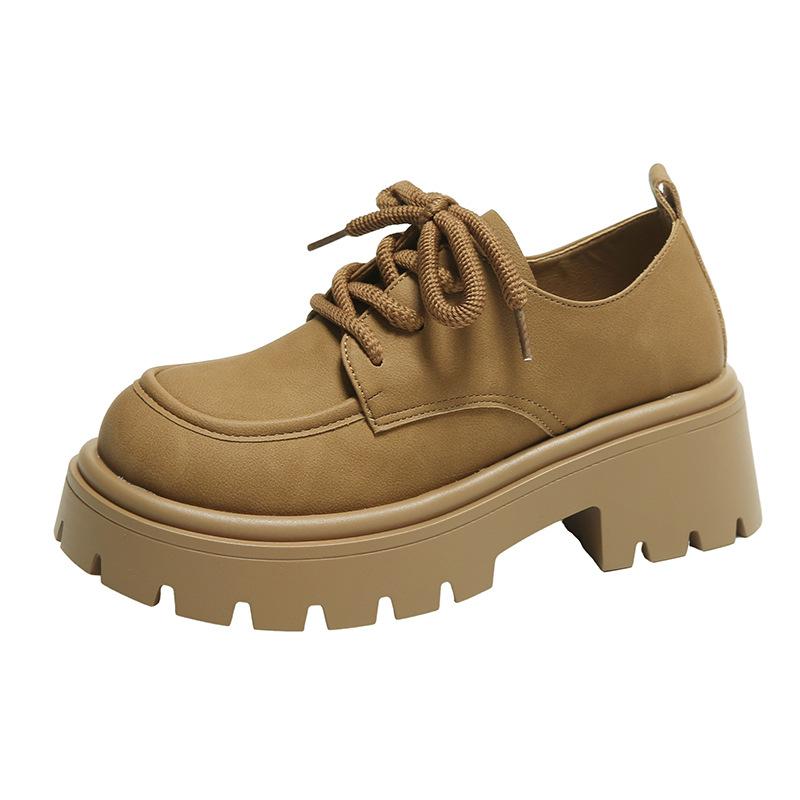 Кожаные толстоподошвенные новые женские туфли Мори, увеличивающие рост, в стиле ретро, полированные, на шнуровке, маленькие кожаные туфли
